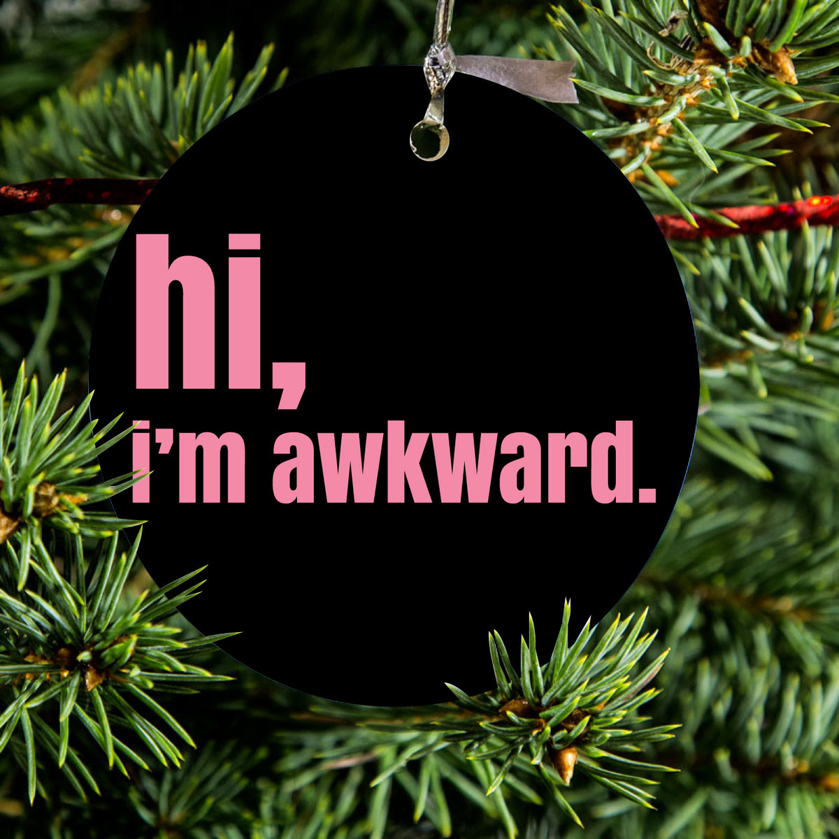 Black Pink "hi, I'm awkward." Ceramic Ornament, view 2