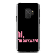 DistinctInk® Clear Shockproof Hybrid Case for Apple iPhone / Samsung Galaxy / Google Pixel - Black Pink "hi, I'm awkward."