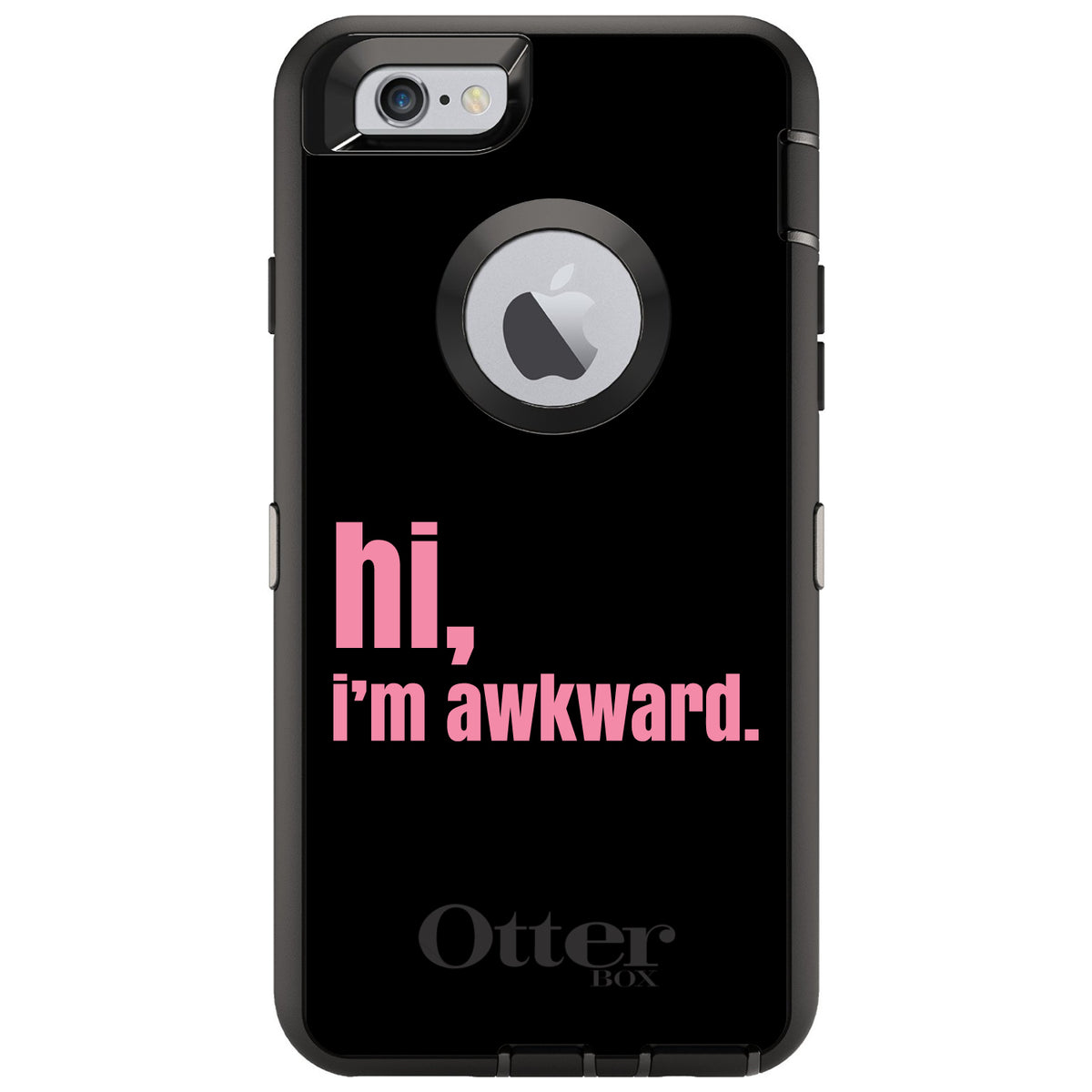 Black Pink hi, I'm awkward OtterBox Defender Case for iPhone & Galaxy, view 4