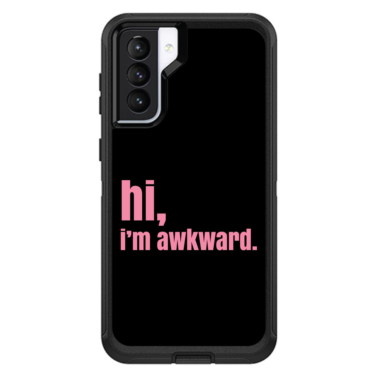 Black Pink hi, I'm awkward OtterBox Defender Case for iPhone & Galaxy, view 6