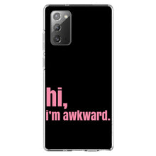 DistinctInk® Clear Shockproof Hybrid Case for Apple iPhone / Samsung Galaxy / Google Pixel - Black Pink "hi, I'm awkward."