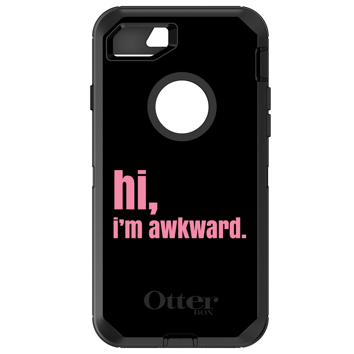 Black Pink hi, I'm awkward OtterBox Defender Case for iPhone & Galaxy