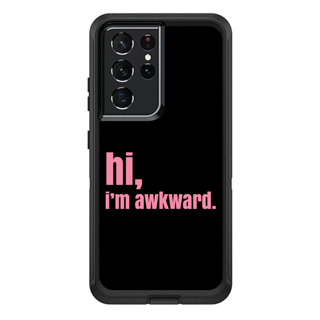 Black Pink hi, I'm awkward OtterBox Defender Case for iPhone & Galaxy, view 7