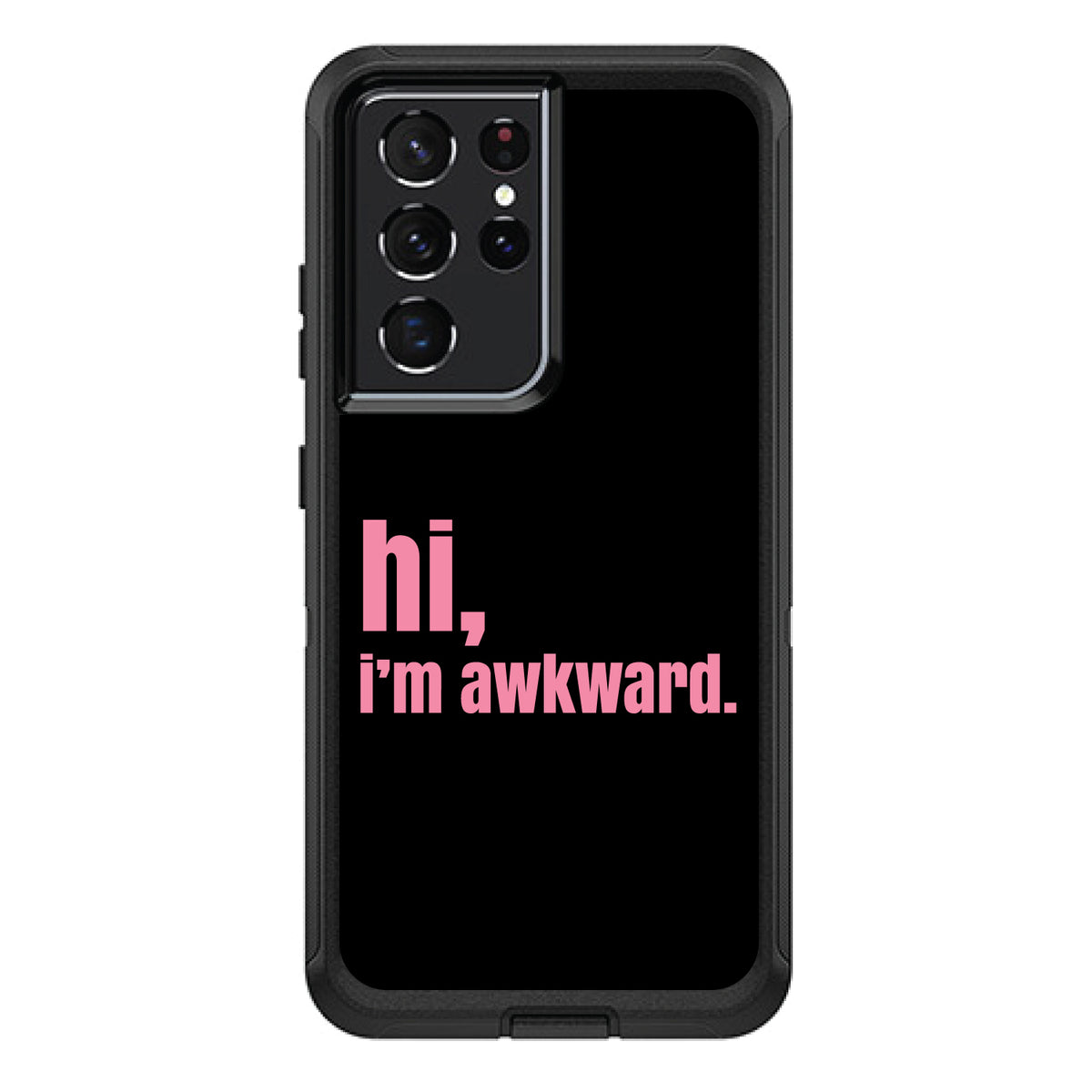 Black Pink hi, I'm awkward OtterBox Defender Case for iPhone & Galaxy, view 7