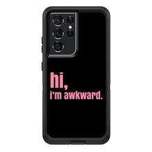 DistinctInk™ OtterBox Defender Series Case for Apple iPhone / Samsung Galaxy / Google Pixel - Black Pink "hi, Im awkward."