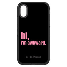DistinctInk™ OtterBox Symmetry Series Case for Apple iPhone / Samsung Galaxy / Google Pixel - Black Pink "hi, Im awkward."