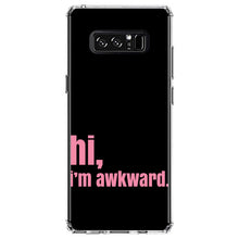 DistinctInk® Clear Shockproof Hybrid Case for Apple iPhone / Samsung Galaxy / Google Pixel - Black Pink "hi, I'm awkward."