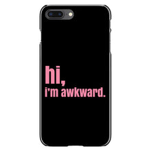 DistinctInk® Hard Plastic Snap-On Case for Apple iPhone or Samsung Galaxy - Black Pink "hi, Im awkward."