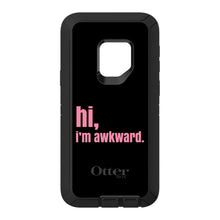 DistinctInk™ OtterBox Defender Series Case for Apple iPhone / Samsung Galaxy / Google Pixel - Black Pink "hi, Im awkward."