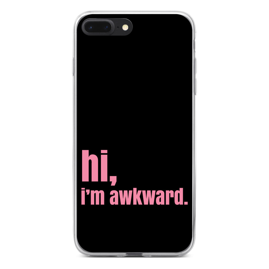 Black Pink hi, I'm awkward Clear Shockproof iPhone Case, view 6