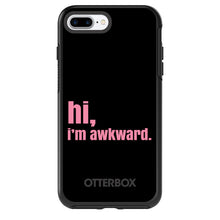 DistinctInk™ OtterBox Symmetry Series Case for Apple iPhone / Samsung Galaxy / Google Pixel - Black Pink "hi, Im awkward."