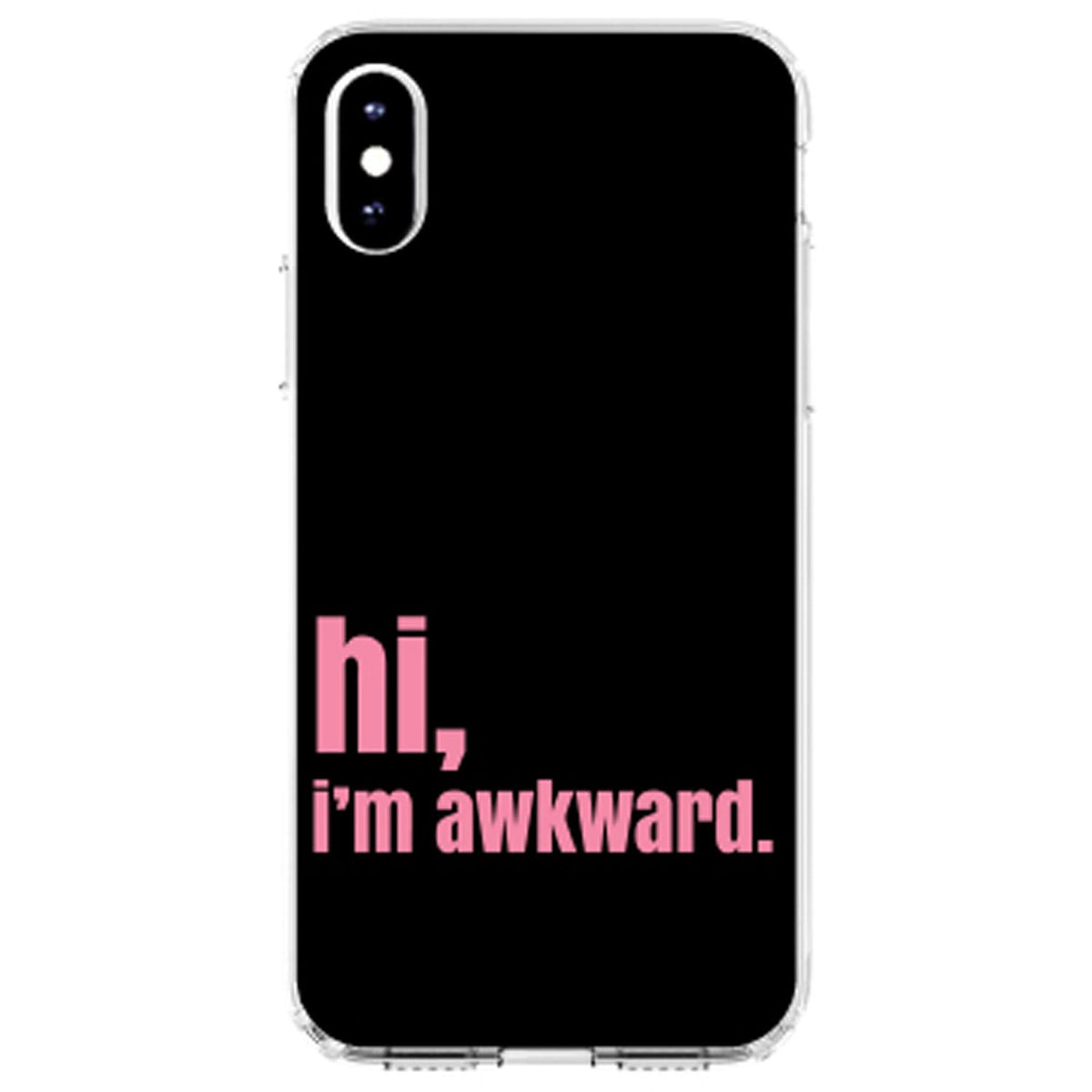 Black Pink hi, I'm awkward Clear Shockproof iPhone Case, view 3