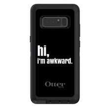 DistinctInk™ OtterBox Defender Series Case for Apple iPhone / Samsung Galaxy / Google Pixel - Black White "hi, Im awkward."