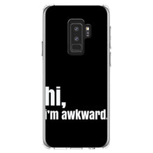 DistinctInk® Clear Shockproof Hybrid Case for Apple iPhone / Samsung Galaxy / Google Pixel - Black White "hi, I'm awkward."