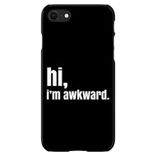 DistinctInk® Hard Plastic Snap-On Case for Apple iPhone or Samsung Galaxy - Black White "hi, Im awkward."