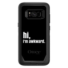 DistinctInk™ OtterBox Defender Series Case for Apple iPhone / Samsung Galaxy / Google Pixel - Black White "hi, Im awkward."