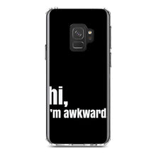 DistinctInk® Clear Shockproof Hybrid Case for Apple iPhone / Samsung Galaxy / Google Pixel - Black White "hi, I'm awkward."