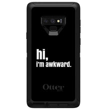 DistinctInk™ OtterBox Defender Series Case for Apple iPhone / Samsung Galaxy / Google Pixel - Black White "hi, Im awkward."