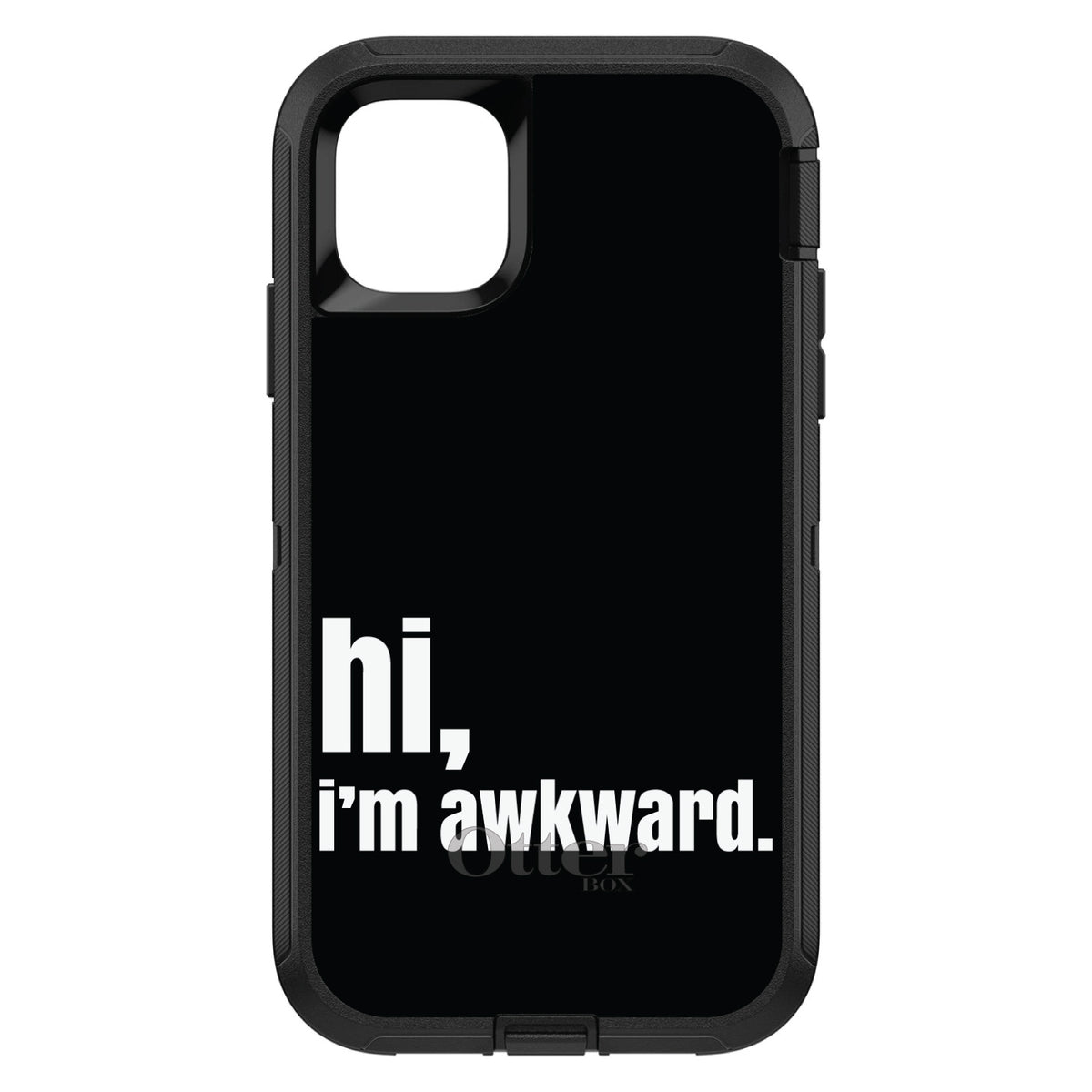 Black White hi, I'm awkward OtterBox Defender Case for iPhone & Galaxy, view 2
