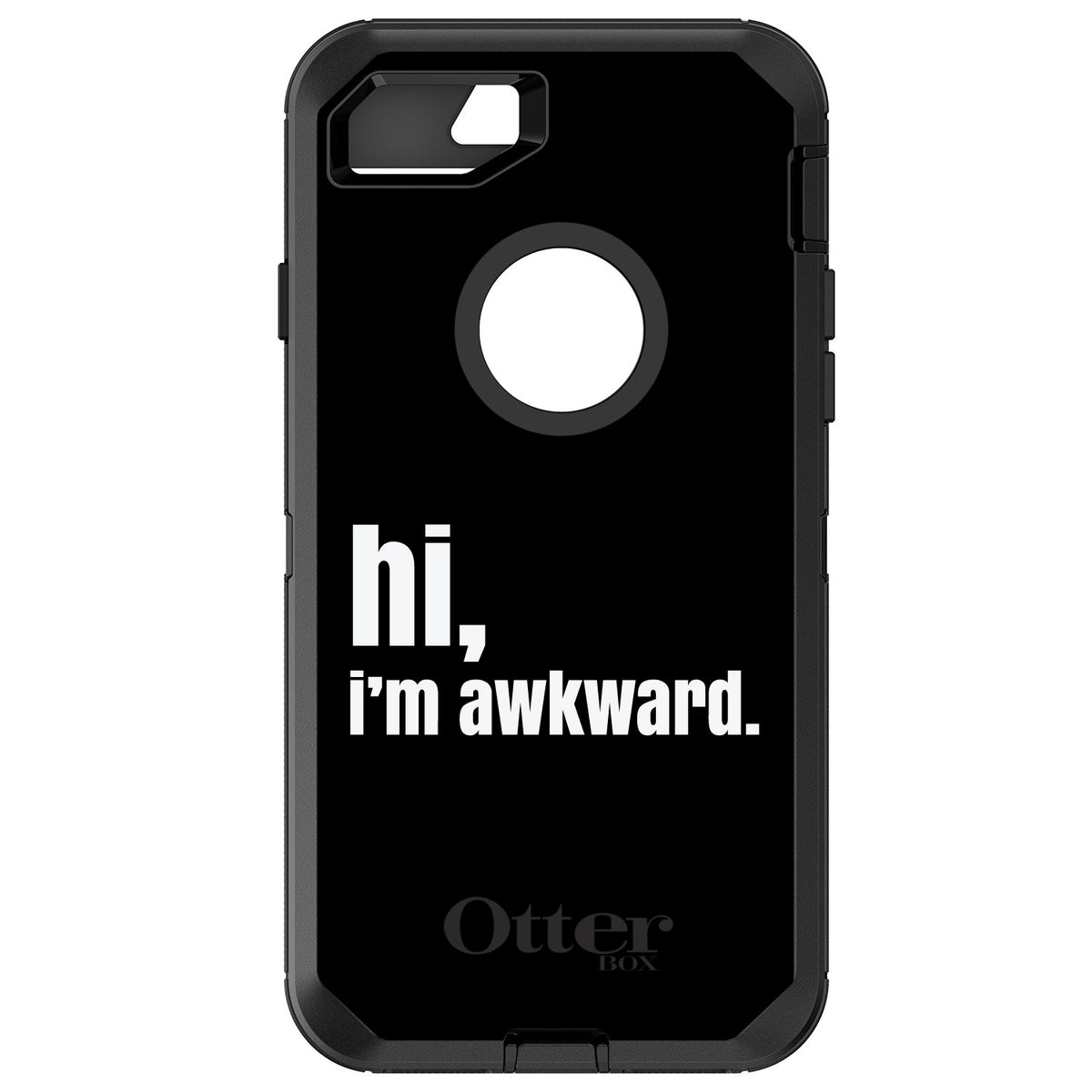 Black White hi, I'm awkward OtterBox Defender Case for iPhone & Galaxy