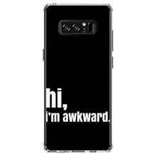 DistinctInk® Clear Shockproof Hybrid Case for Apple iPhone / Samsung Galaxy / Google Pixel - Black White "hi, I'm awkward."