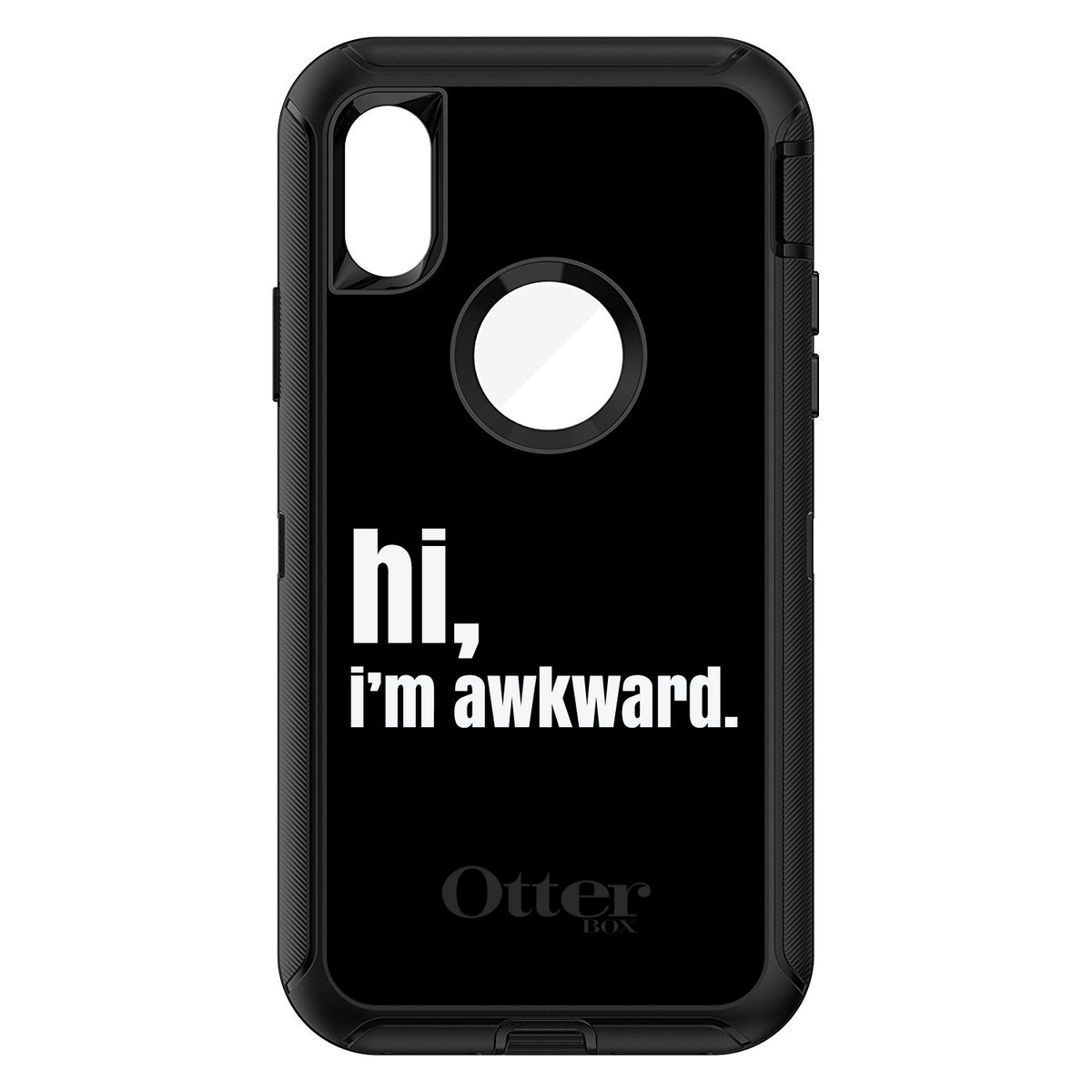 Black White hi, I'm awkward OtterBox Defender Case for iPhone & Galaxy, view 3