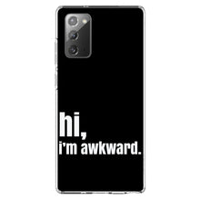 DistinctInk® Clear Shockproof Hybrid Case for Apple iPhone / Samsung Galaxy / Google Pixel - Black White "hi, I'm awkward."