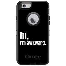 DistinctInk™ OtterBox Defender Series Case for Apple iPhone / Samsung Galaxy / Google Pixel - Black White "hi, Im awkward."