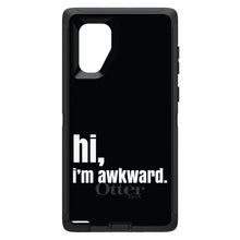 DistinctInk™ OtterBox Defender Series Case for Apple iPhone / Samsung Galaxy / Google Pixel - Black White "hi, Im awkward."