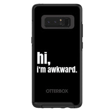 DistinctInk™ OtterBox Symmetry Series Case for Apple iPhone / Samsung Galaxy / Google Pixel - Black White "hi, Im awkward."