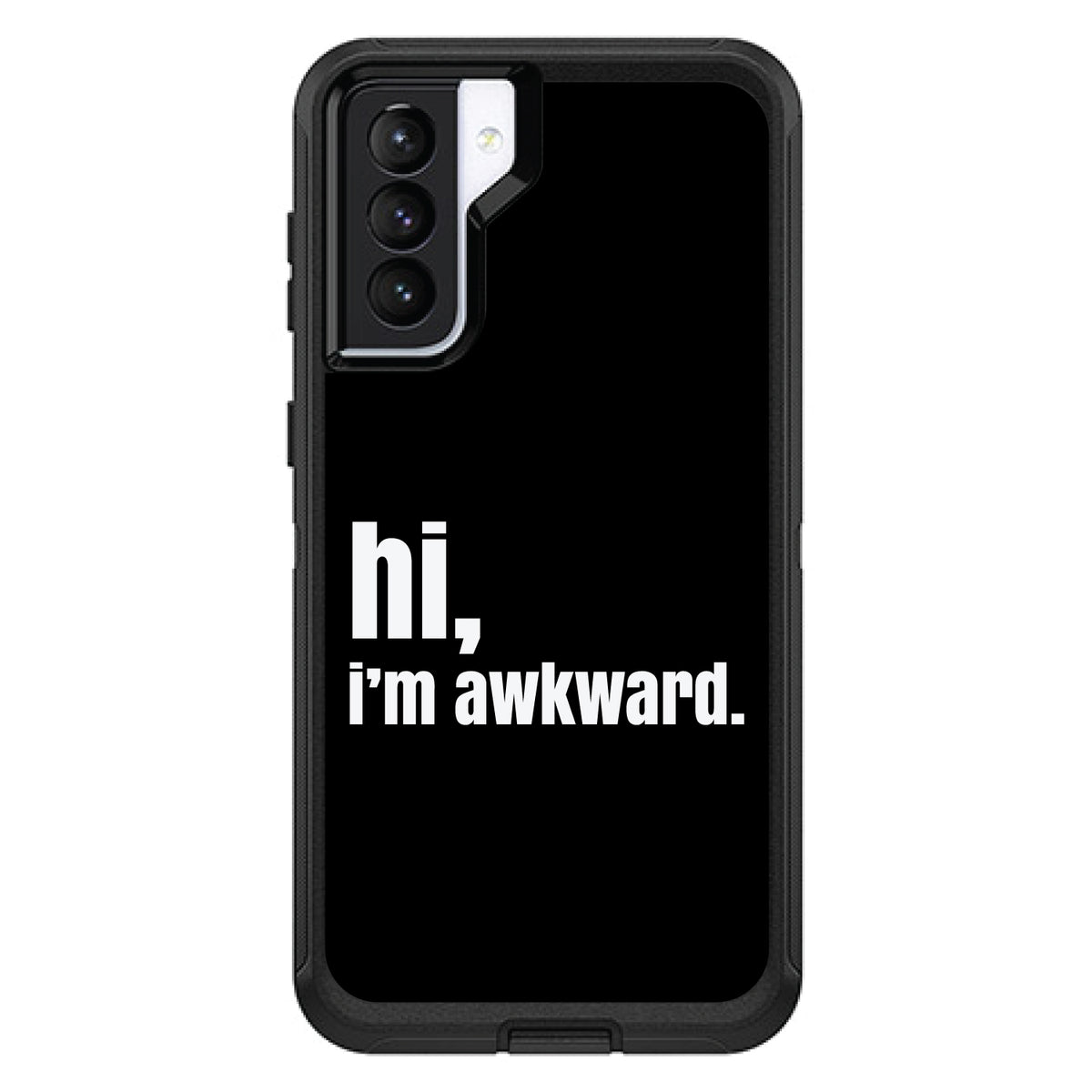 Black White hi, I'm awkward OtterBox Defender Case for iPhone & Galaxy, view 6