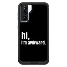 DistinctInk™ OtterBox Defender Series Case for Apple iPhone / Samsung Galaxy / Google Pixel - Black White "hi, Im awkward."