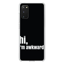 DistinctInk® Clear Shockproof Hybrid Case for Apple iPhone / Samsung Galaxy / Google Pixel - Black White "hi, I'm awkward."