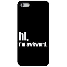 DistinctInk® Hard Plastic Snap-On Case for Apple iPhone or Samsung Galaxy - Black White "hi, Im awkward."