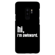 DistinctInk® Hard Plastic Snap-On Case for Apple iPhone or Samsung Galaxy - Black White "hi, Im awkward."