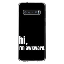 DistinctInk® Clear Shockproof Hybrid Case for Apple iPhone / Samsung Galaxy / Google Pixel - Black White "hi, I'm awkward."