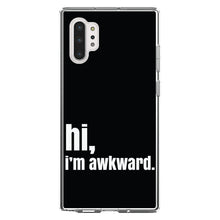 DistinctInk® Clear Shockproof Hybrid Case for Apple iPhone / Samsung Galaxy / Google Pixel - Black White "hi, I'm awkward."