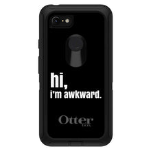 DistinctInk™ OtterBox Defender Series Case for Apple iPhone / Samsung Galaxy / Google Pixel - Black White "hi, Im awkward."