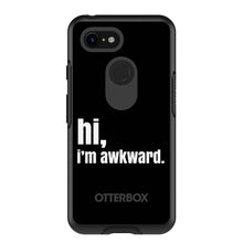 DistinctInk™ OtterBox Symmetry Series Case for Apple iPhone / Samsung Galaxy / Google Pixel - Black White "hi, Im awkward."
