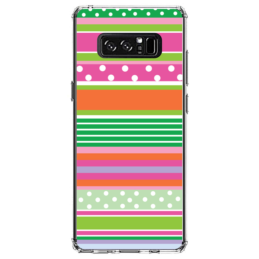 Green Pink White Stripes Polka Dots Clear Shockproof iPhone Case, view 12