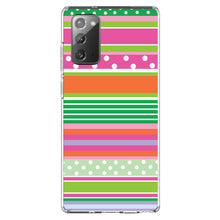 DistinctInk® Clear Shockproof Hybrid Case for Apple iPhone / Samsung Galaxy / Google Pixel - Green Pink White Stripes Polka Dots