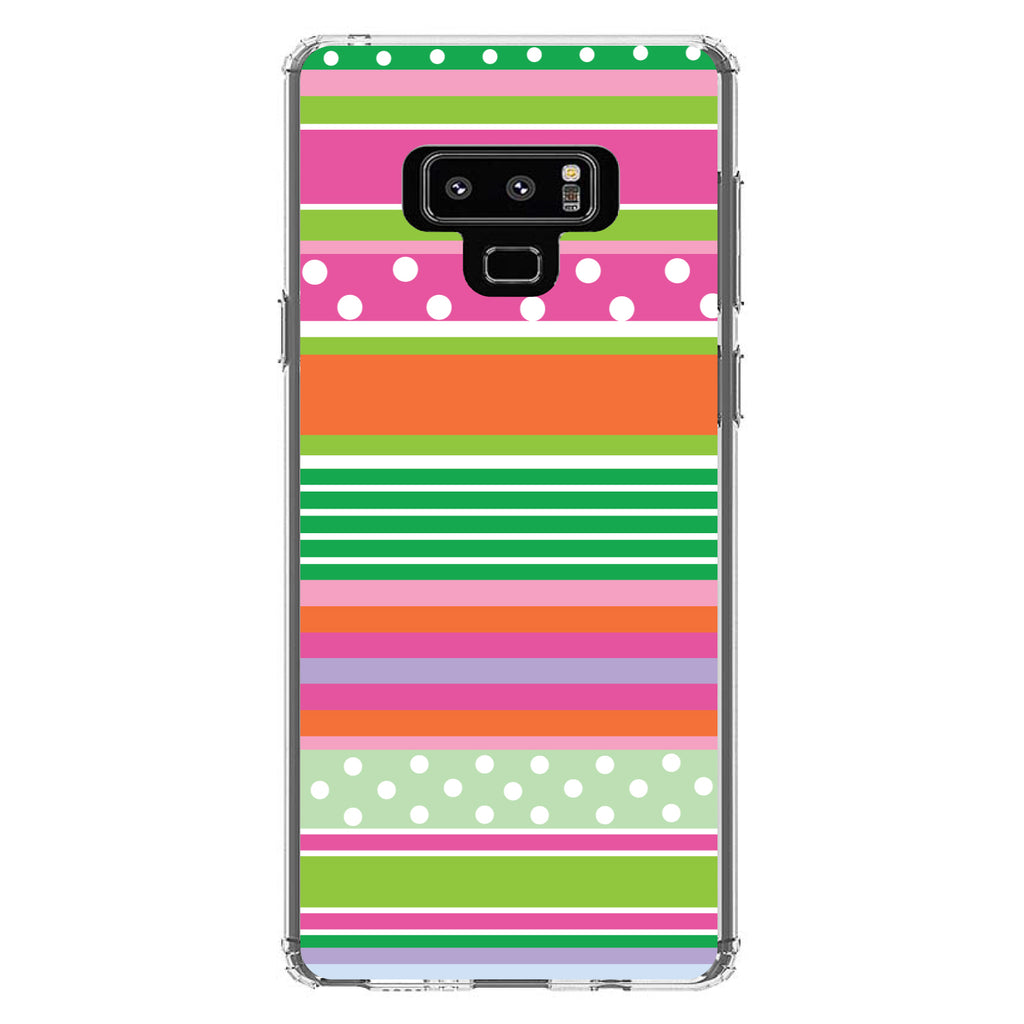 Green Pink White Stripes Polka Dots Clear Shockproof iPhone Case, view 11