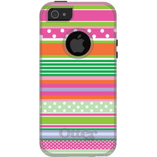 DistinctInk™ OtterBox Commuter Series Case for Apple iPhone or Samsung Galaxy - Green Pink White Stripes Polka Dots