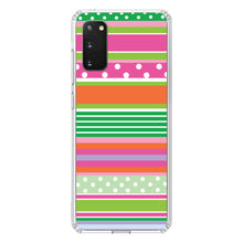 DistinctInk® Clear Shockproof Hybrid Case for Apple iPhone / Samsung Galaxy / Google Pixel - Green Pink White Stripes Polka Dots