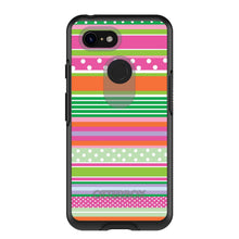 DistinctInk™ OtterBox Symmetry Series Case for Apple iPhone / Samsung Galaxy / Google Pixel - Green Pink White Stripes Polka Dots