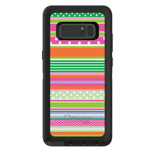 DistinctInk™ OtterBox Defender Series Case for Apple iPhone / Samsung Galaxy / Google Pixel - Green Pink White Stripes Polka Dots