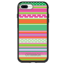 DistinctInk™ OtterBox Symmetry Series Case for Apple iPhone / Samsung Galaxy / Google Pixel - Green Pink White Stripes Polka Dots