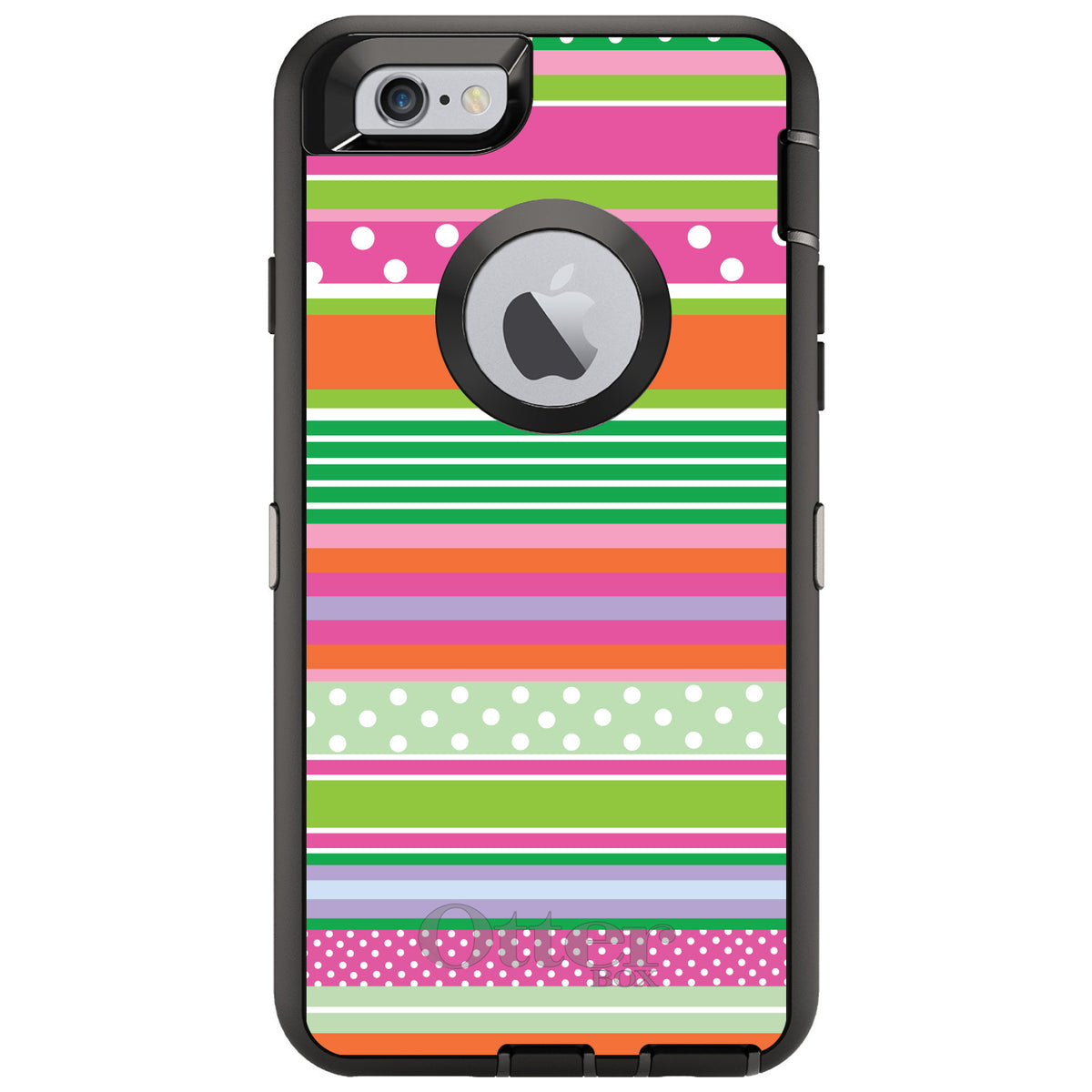Green Pink White Stripes Polka Dots OtterBox Defender Case for iPhone & Galaxy, view 4