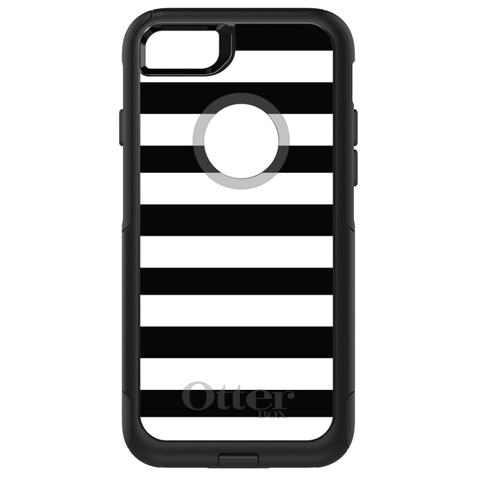 DistinctInk OtterBox Commuter Series Case for Apple iPhone or Samsung Galaxy - Black & White Bold Stripes