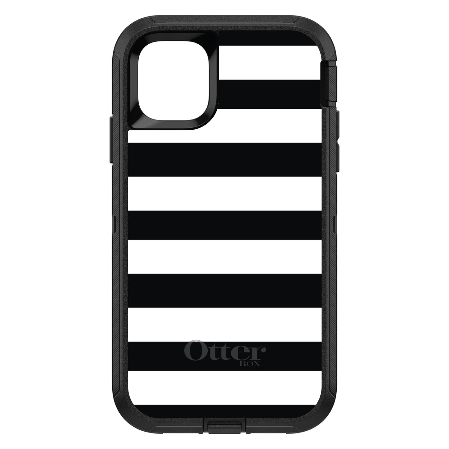 DistinctInk™ OtterBox Defender Series Case for Apple iPhone / Samsung Galaxy / Google Pixel - Black & White Bold Stripes